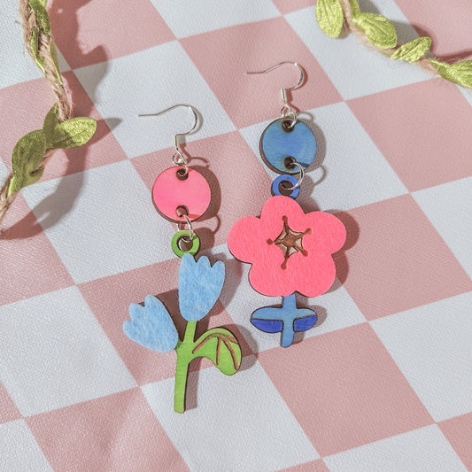 Felt Flower Spring Earrings