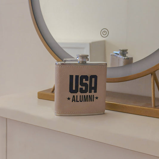 PU Leather Whiskey Flask Engraving
