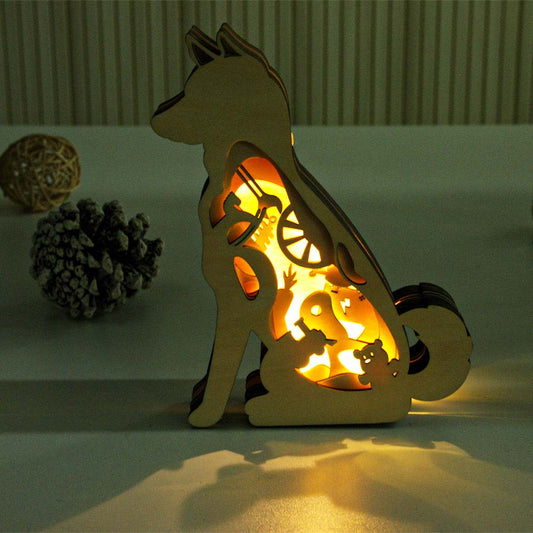 3D Wooden Night Light 01 Dog