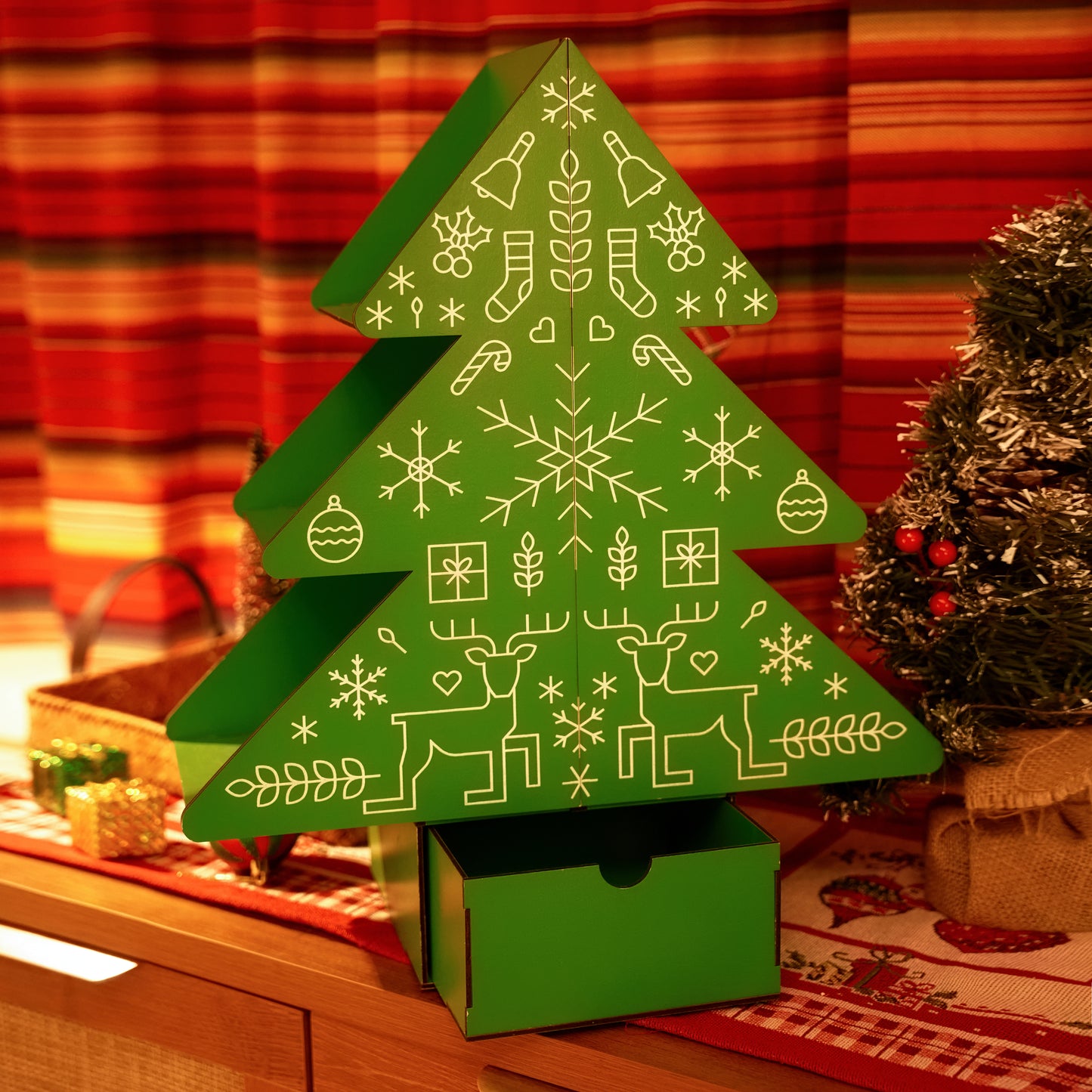 Green Christmas Tree Shaped Decorative Box
