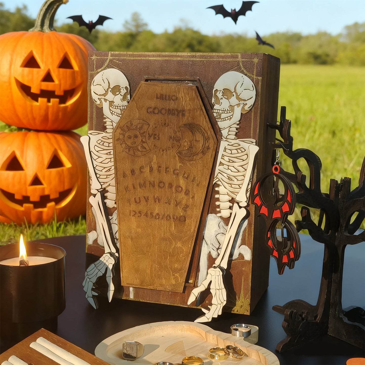 Wooden Halloween Coffin Trap Box