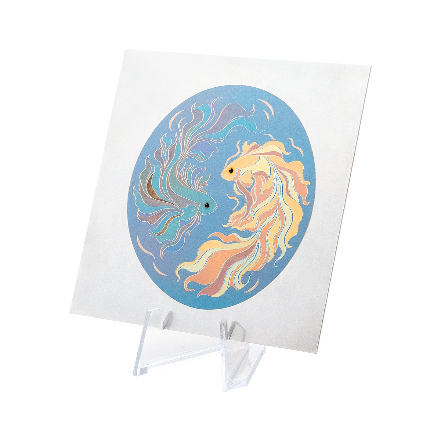 Yinyang Goldfish Stainless Steel Color Engraving