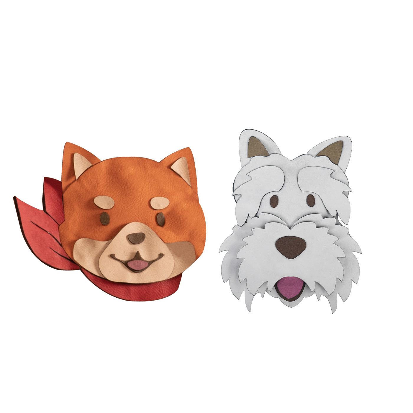 Leather Akita and Schnauzer Pendant