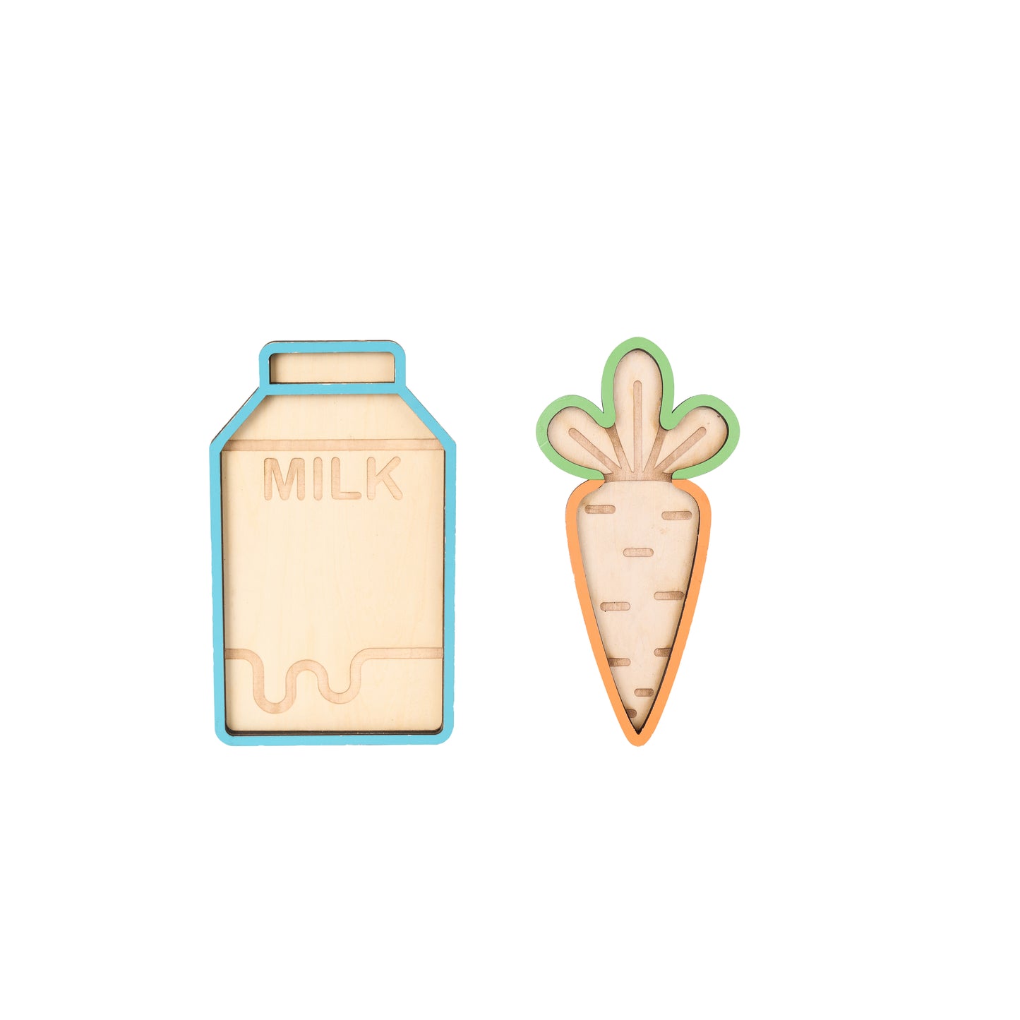 Christmas Milk and Carrot Shaped Wooden Tray