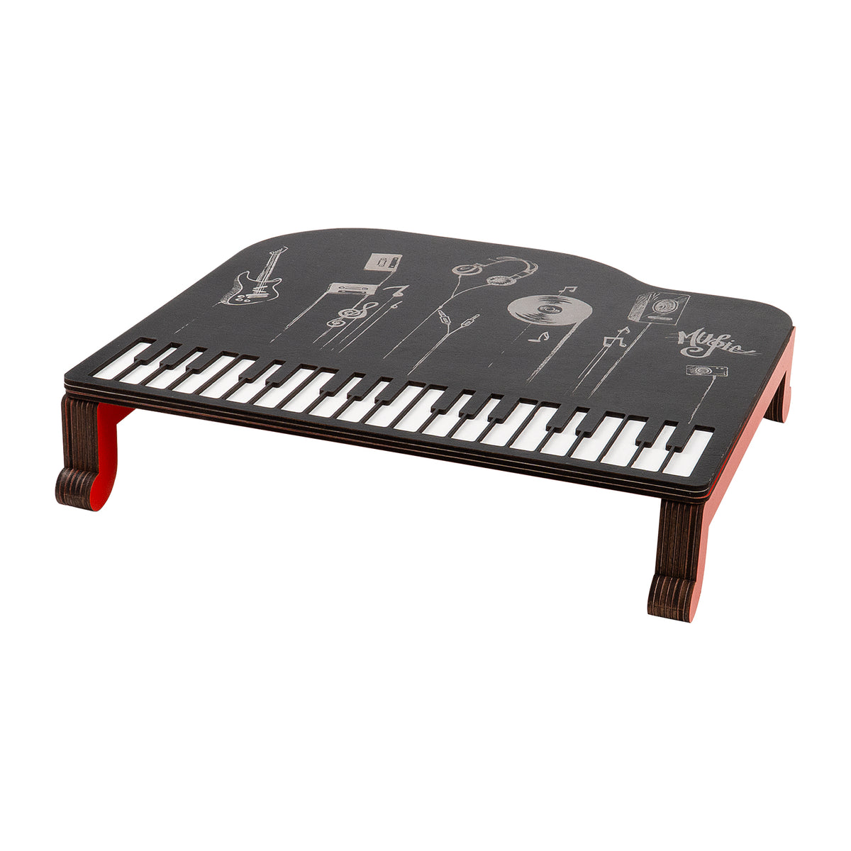 Piano-style computer monitor stand