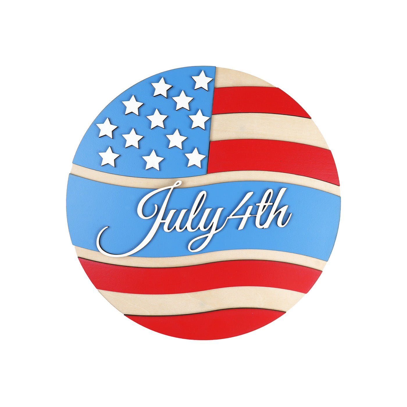 Independence Day Wooden Round Wall Art