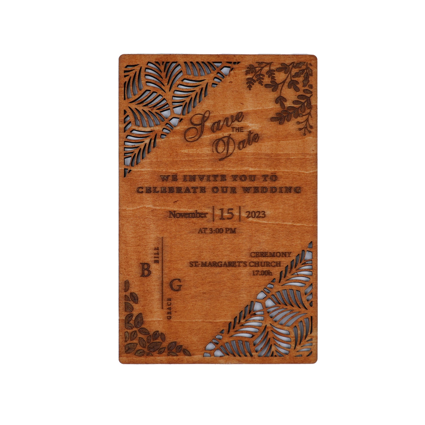 Wood wedding invitation card