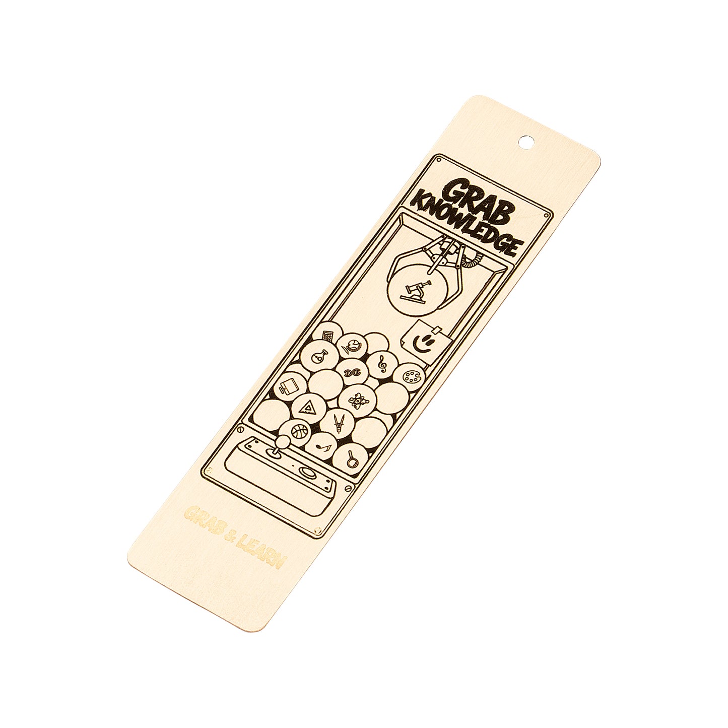 Grab Knowledge Claw Machine Brass Bookmark Engraving