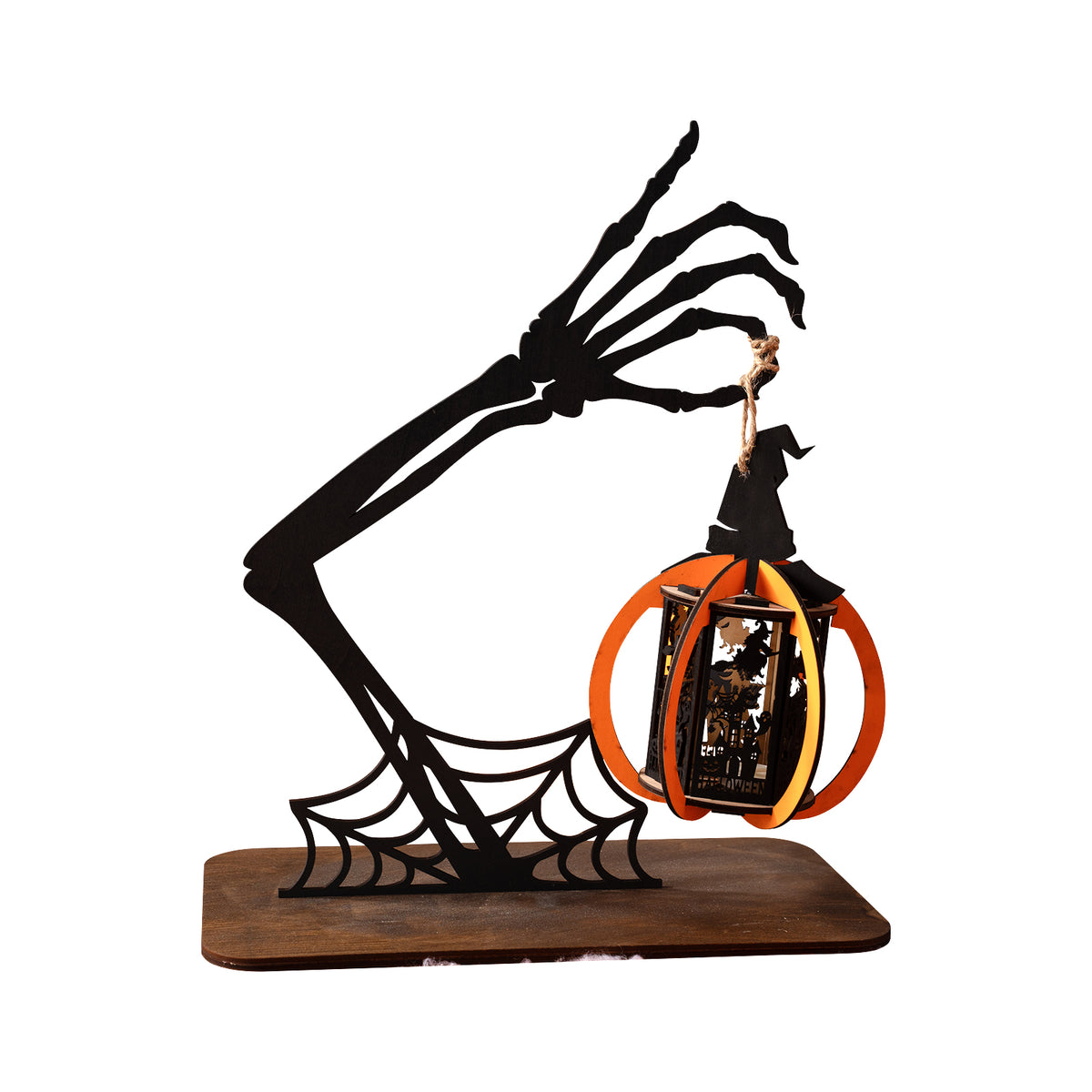 Halloween Skeleton Arm Pumpkin Hanging Table Candle Lantern