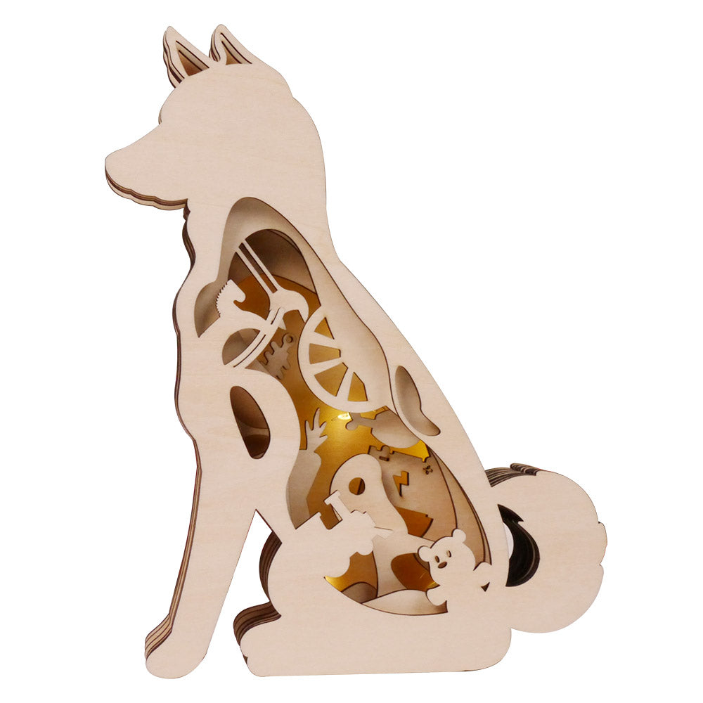 3D Wooden Night Light 01 Dog