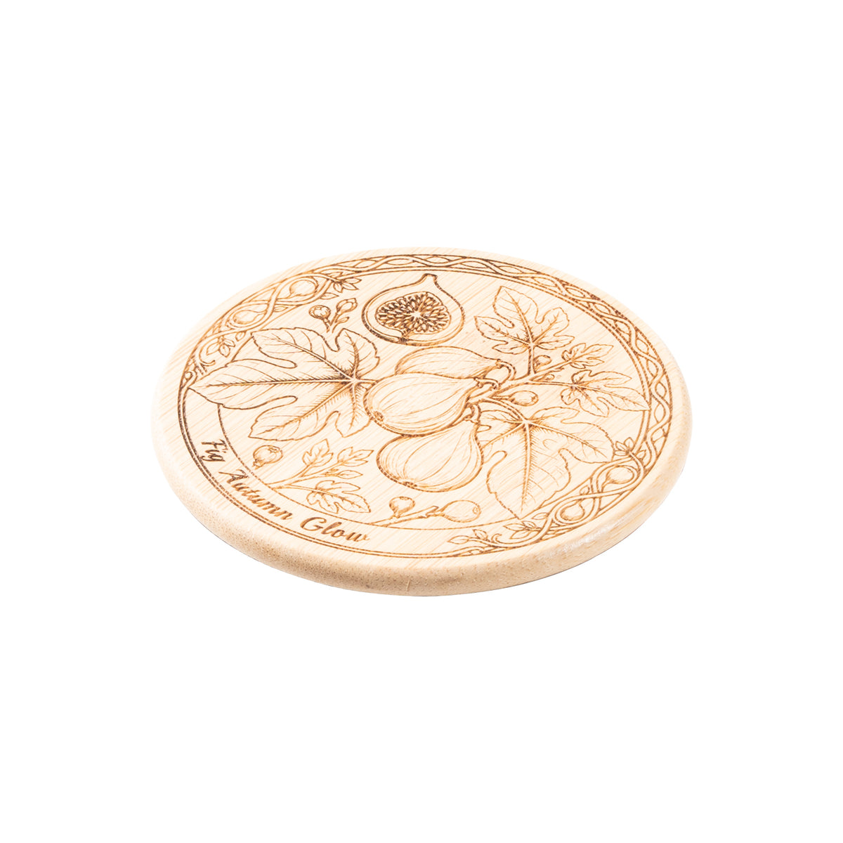 Fig motif wooden candle holder lid engraving