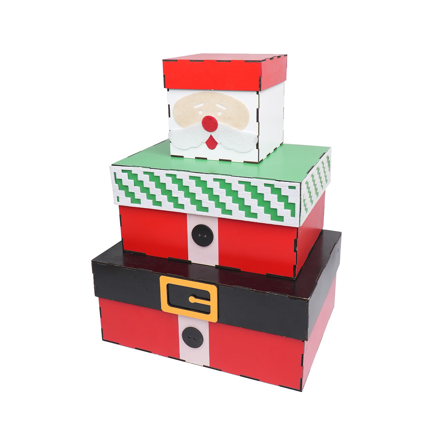 Santa Claus Shape Wooden Gift Box Set