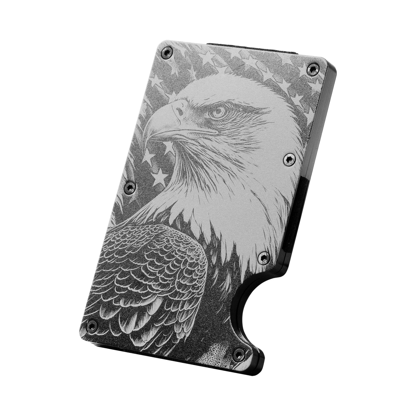 Independence Day bald eagle metal business card holder engraving