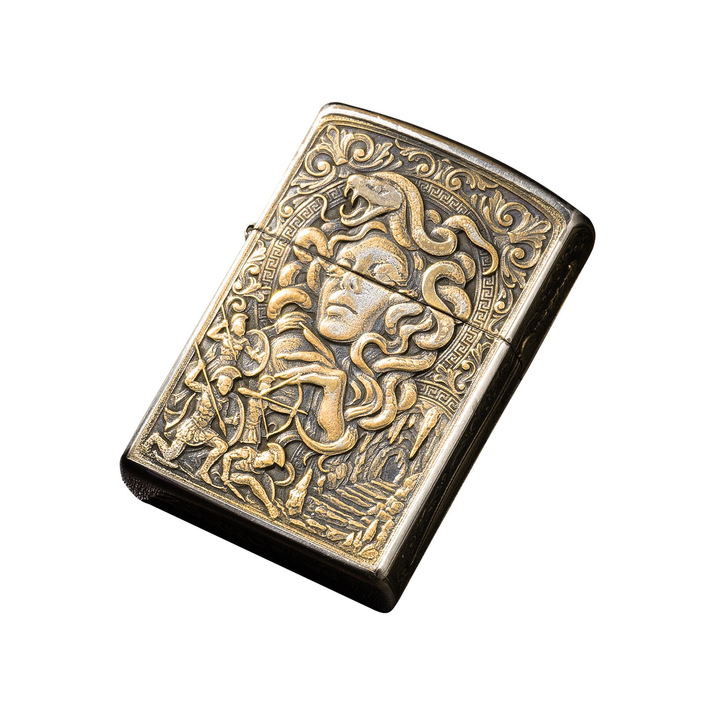 Medusa Zippo Brass Lighter Relief Engraving