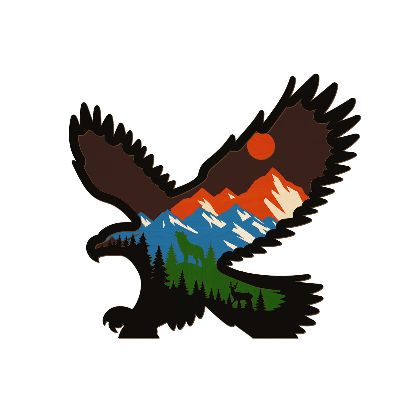 Wooden Multi-Layer Eagle Ornament
