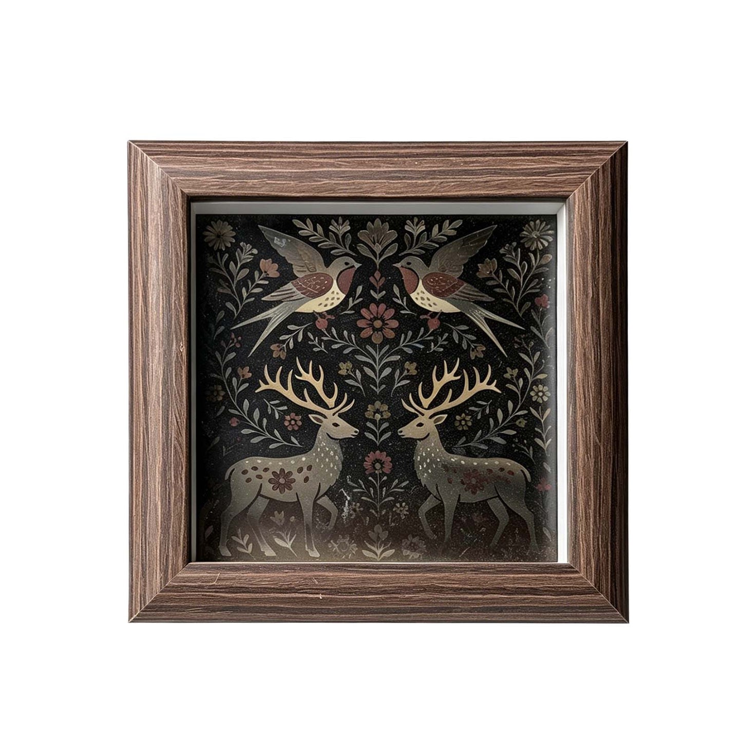 Swallow and Elk Metal Plante Colorful Engraving