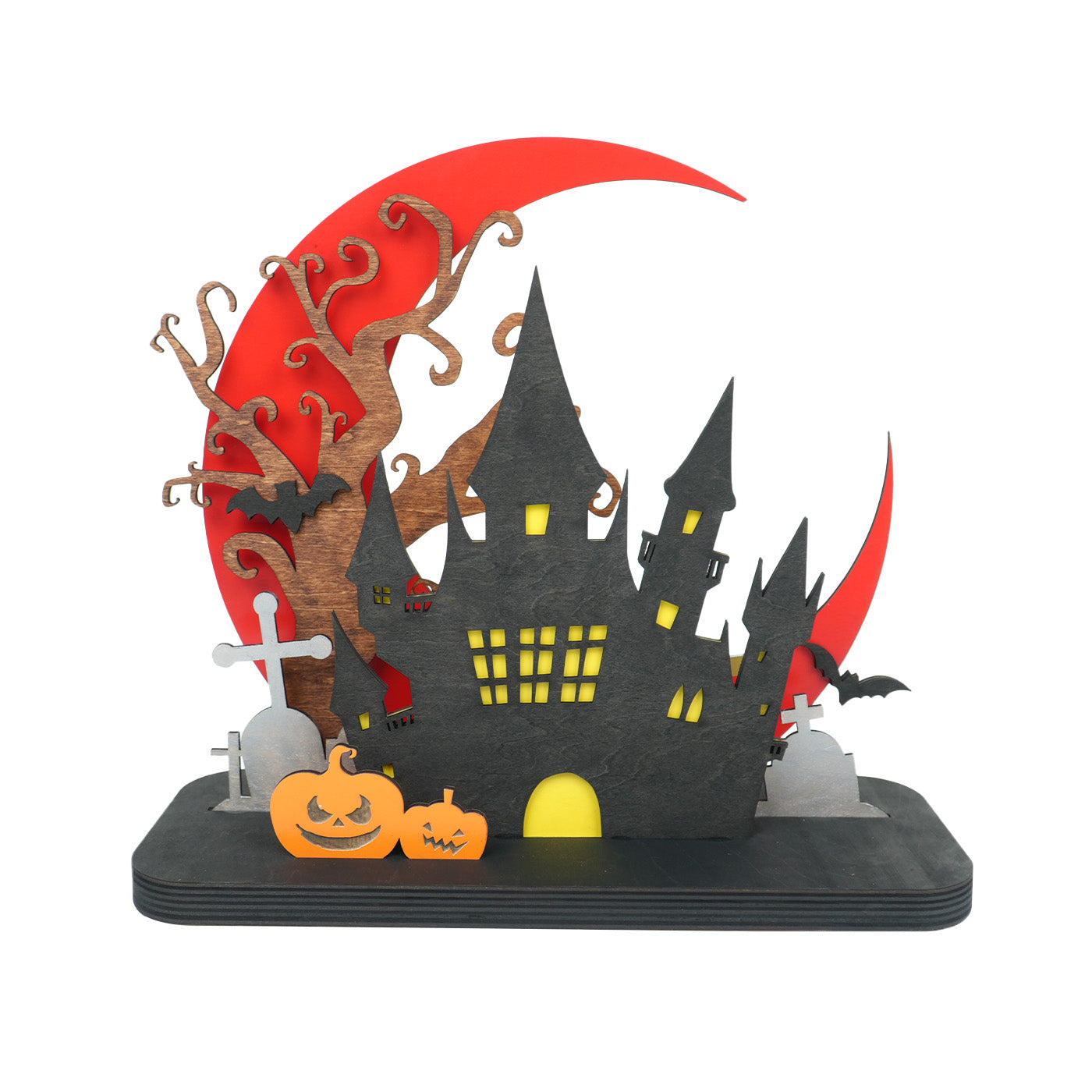 Halloween Red Moon Haunted House Ornaments