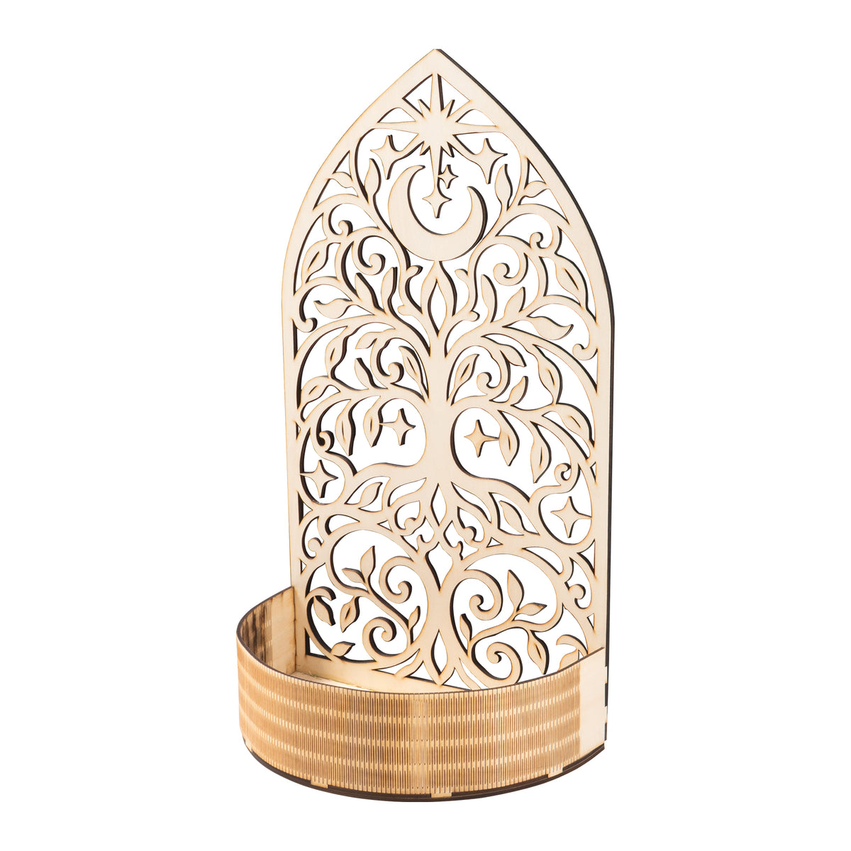 Star and Moon Wooden Flower Basket Wall Decor