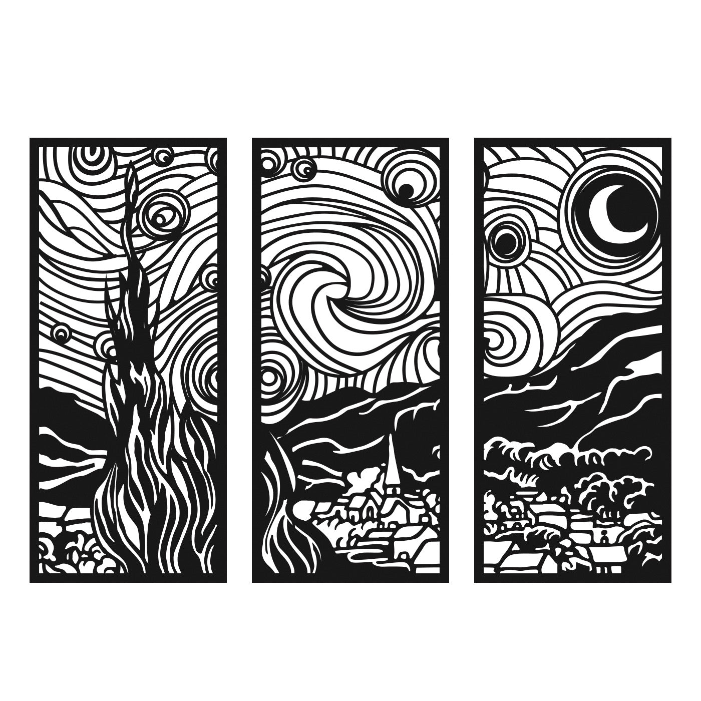 Starry Night Moon Wall Art Decoration