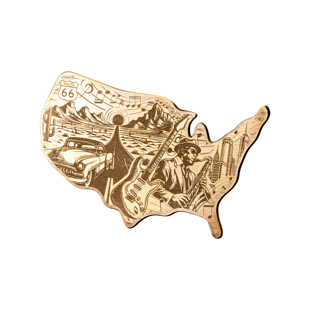 US Map Brass plaque cutting engraving