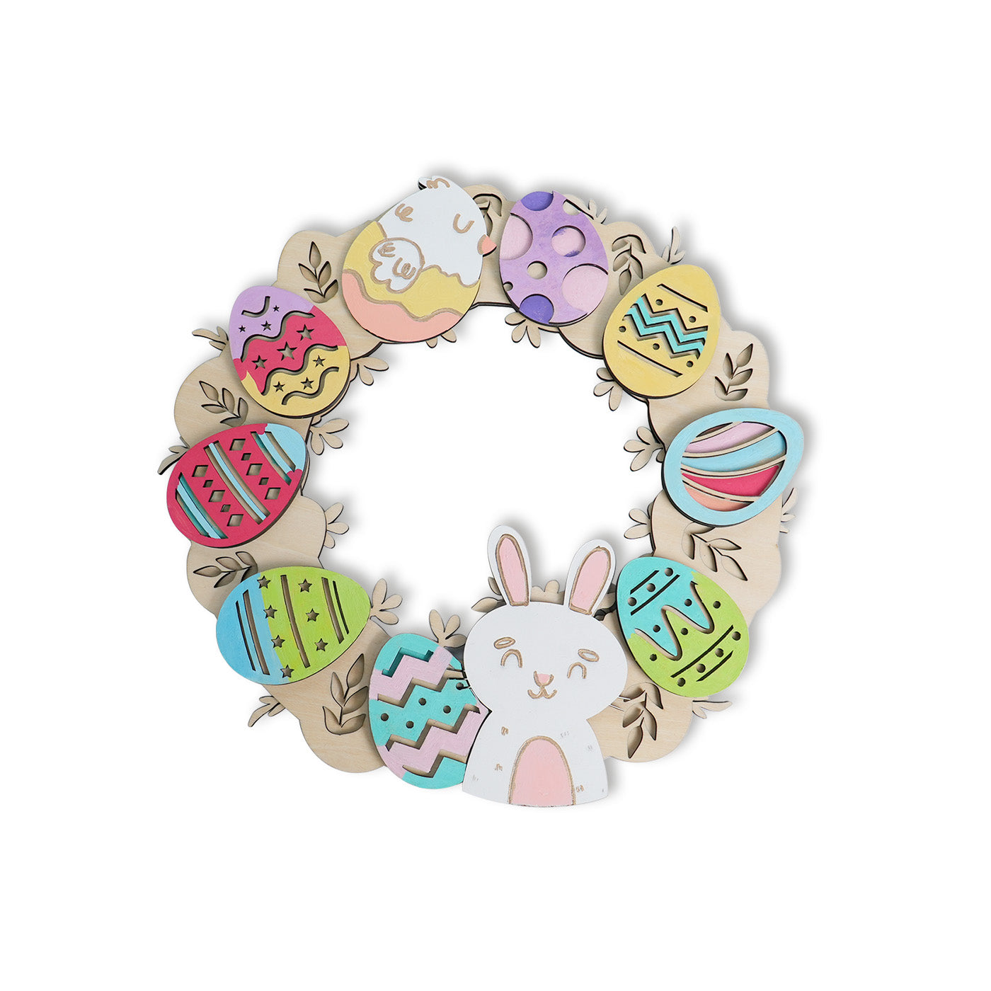 Easter Egg Bunny Wooden Wreath