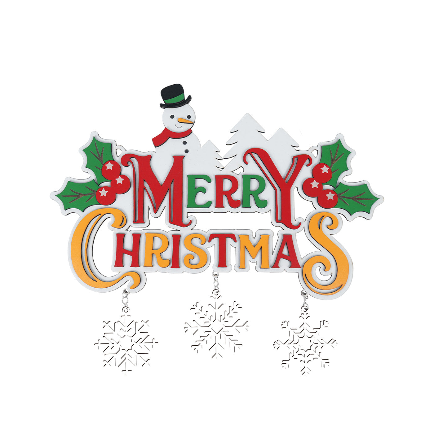 Merry Christmas Snowman Hanging Sign