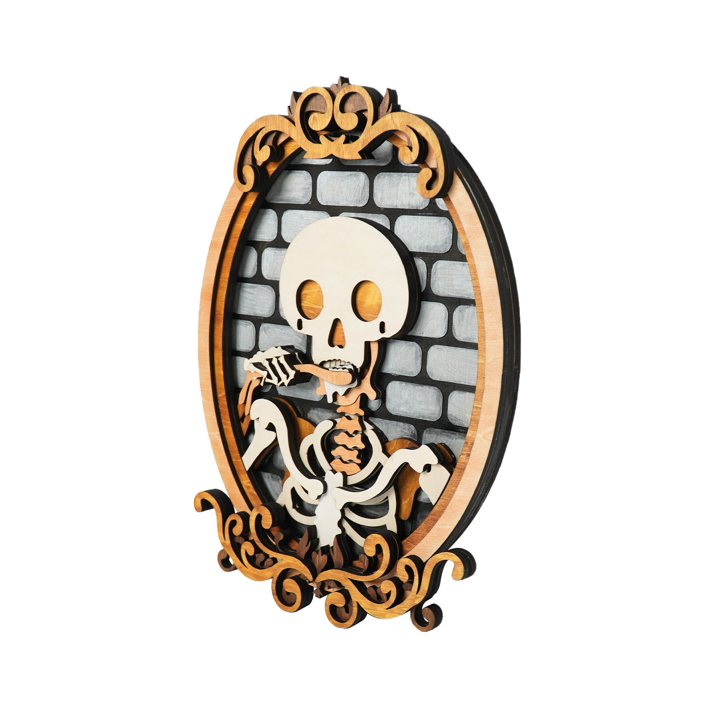 Halloween skull brushing teeth wall decoration