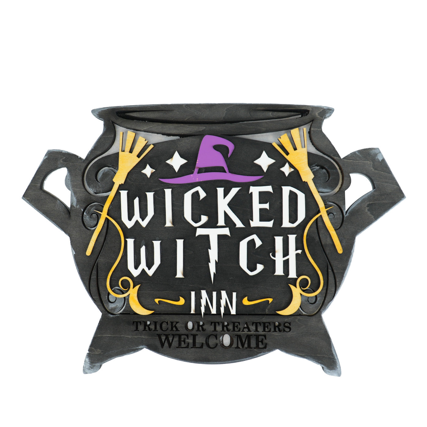 Witch's Cauldron Pot Welcome Sign