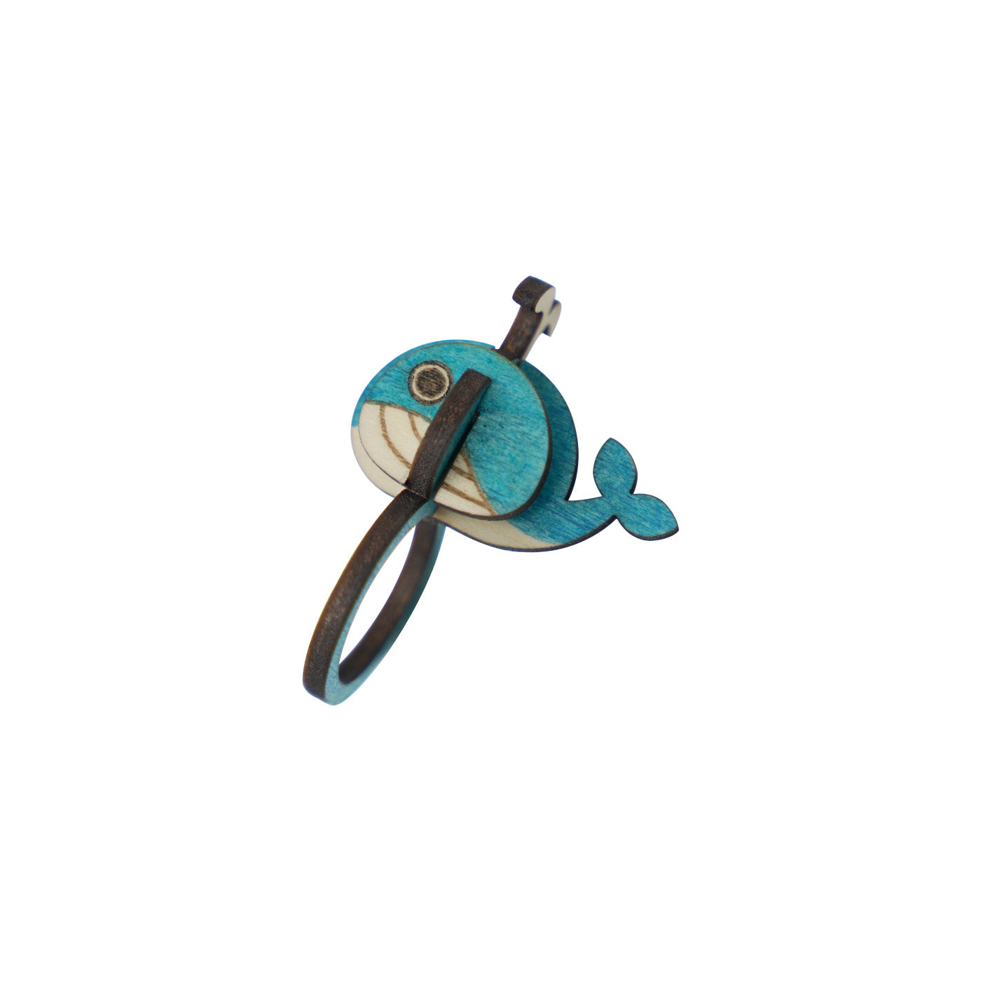 Wooden cute whale ring