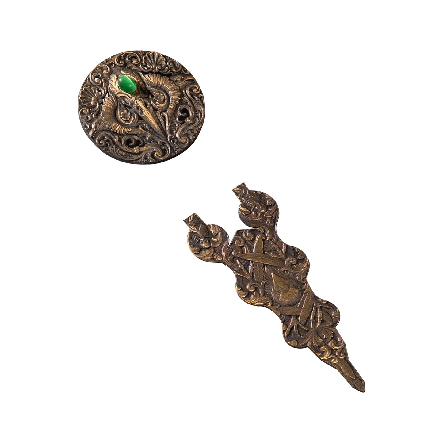 Fantasy sword inlay inset accessory brass relief engraving
