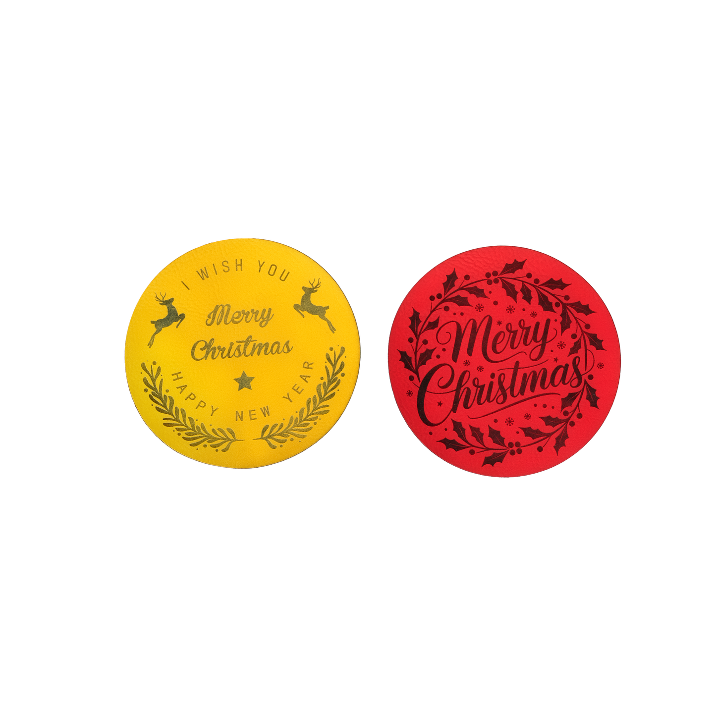 Christmas Round Leather Coaster