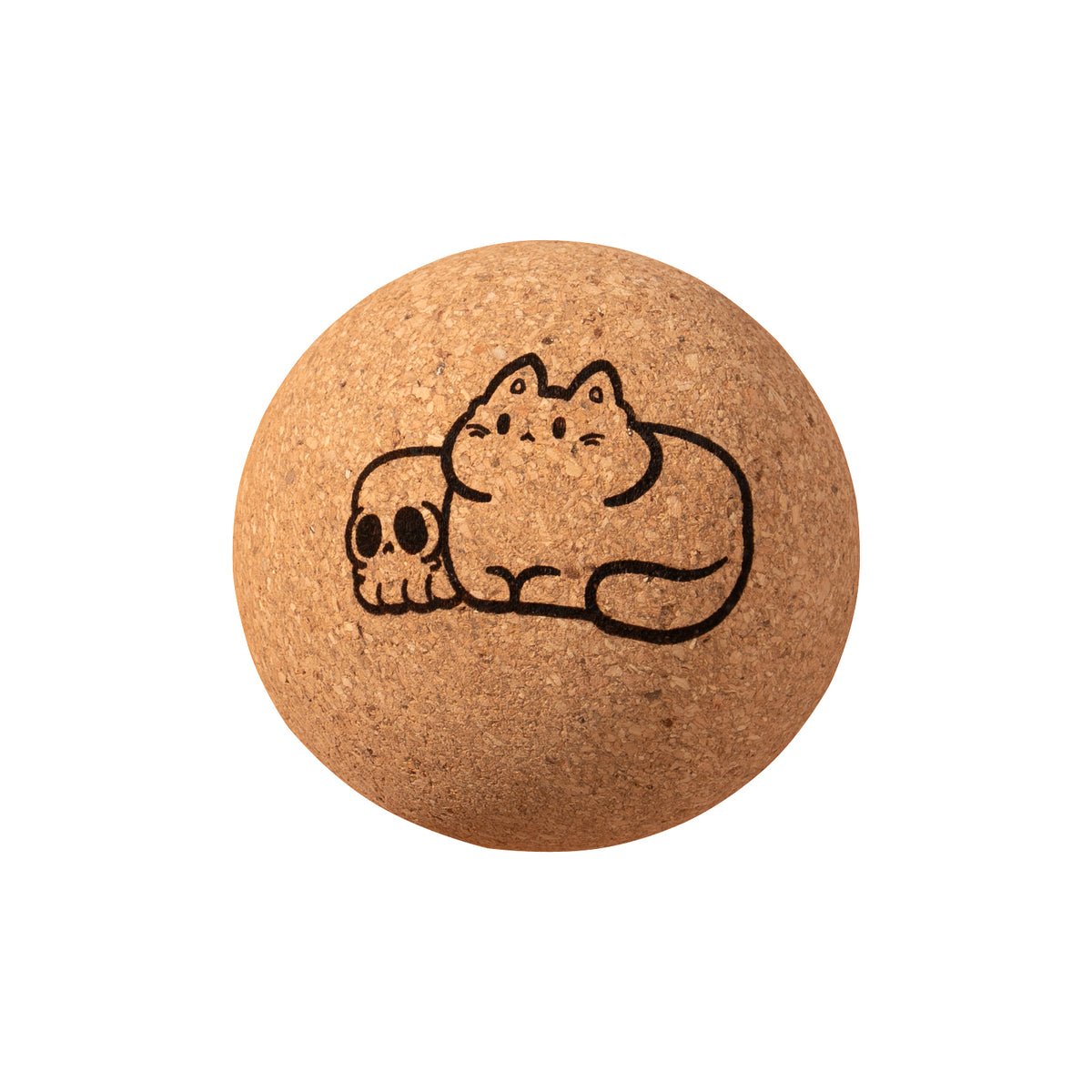 Halloween Skull and Kitten Cork Ball Carving