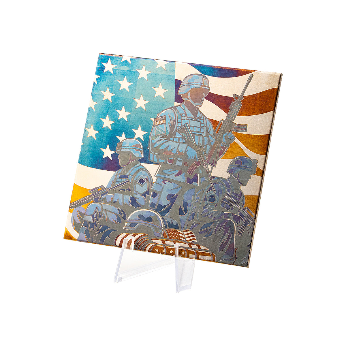USA Military Veteran Titanium plaque Color Engraving
