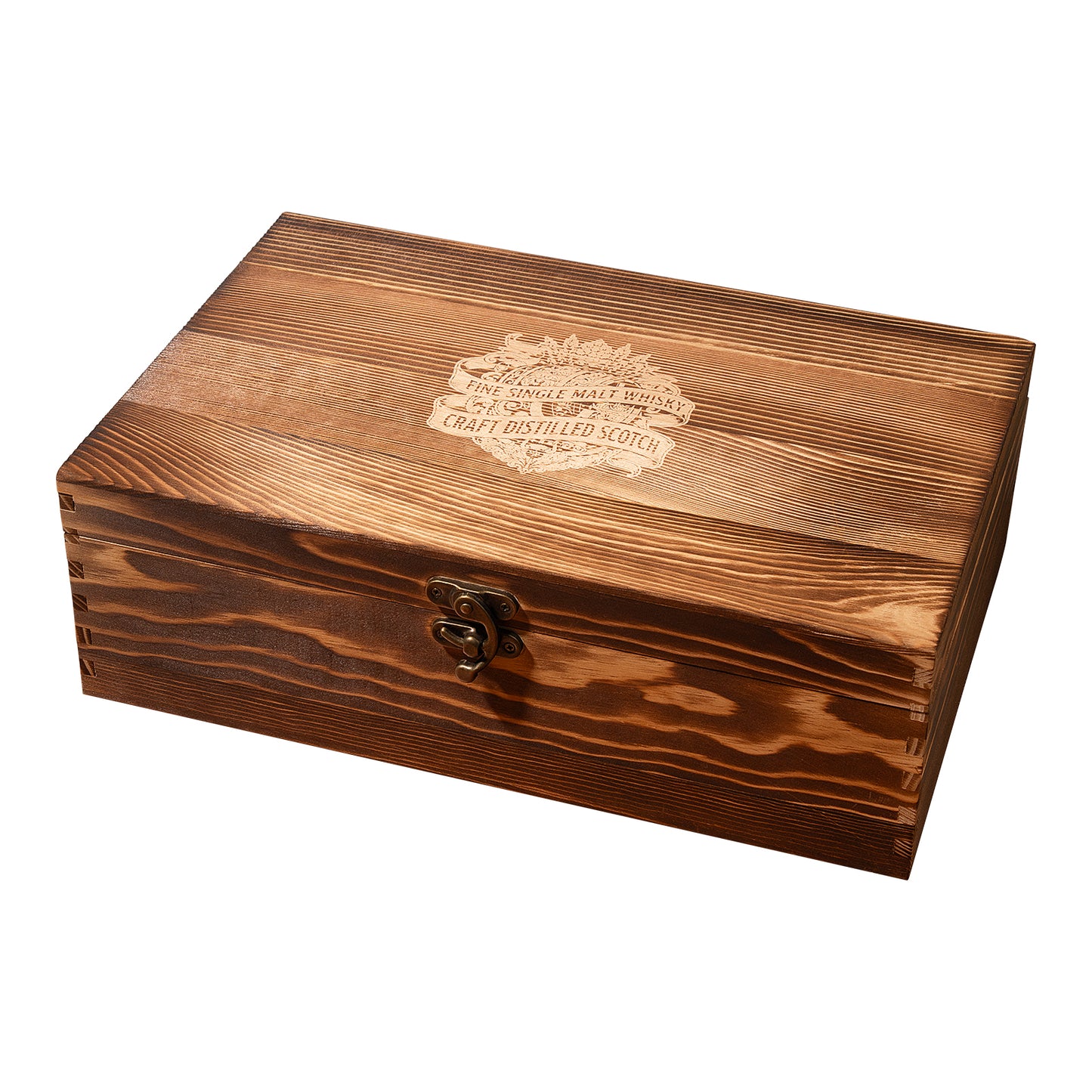 Vintage Wooden Whiskey Drinkware Set Storage Box