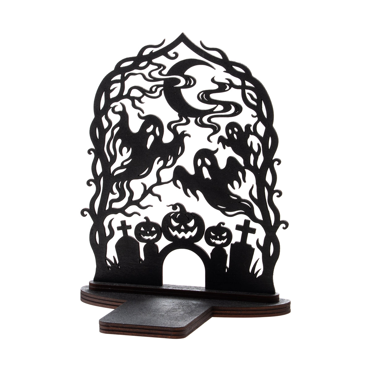 Halloween Ghost Night Wooden Candle Holder