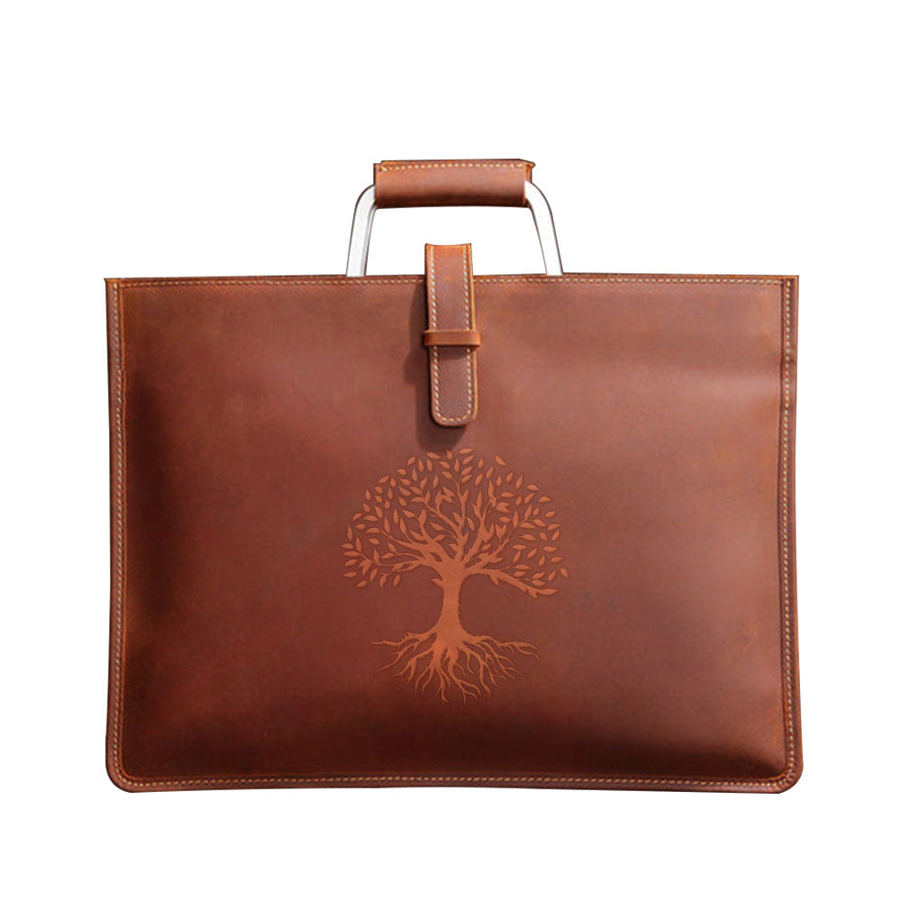 Engraved Leather Briefcase 02 - Tree