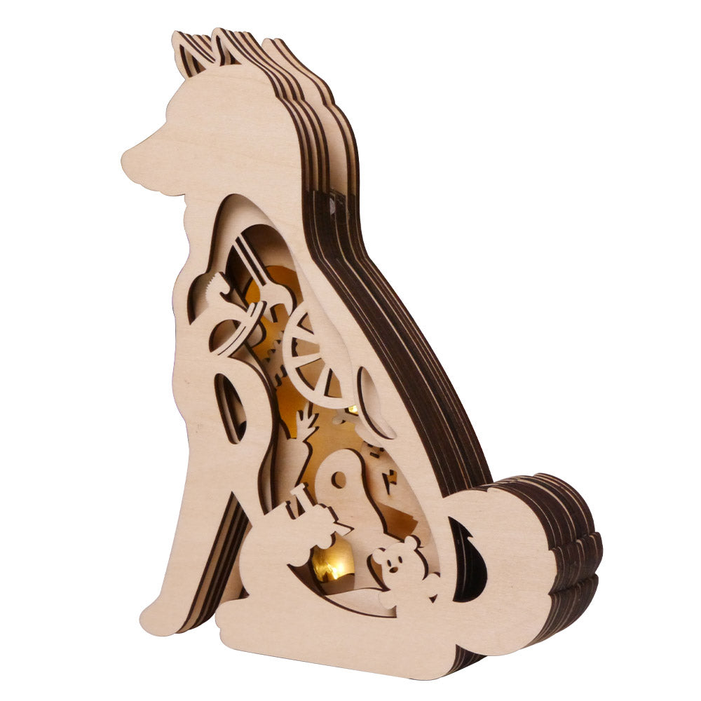 3D Wooden Night Light 01 Dog